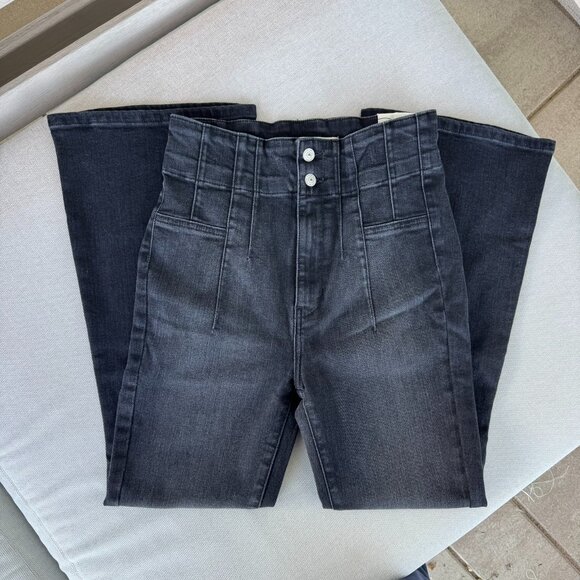 NWT Free People We The Free Jayde Crop High Rise Flare Jeans Black 28 - Picture 4 of 8